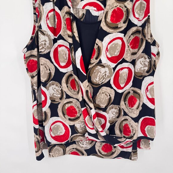 Alfani Woman Sleeveless Wrap Blouse top size 20W plus red Circle Print - Picture 5 of 10